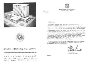 LBJ State Office Building campus of the Texas State Capitol, dedication ceremony brochure
