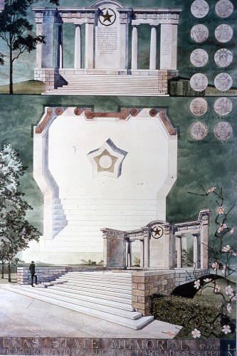 Texas Memorial Monument at Vicksburg Mississippi original rendering